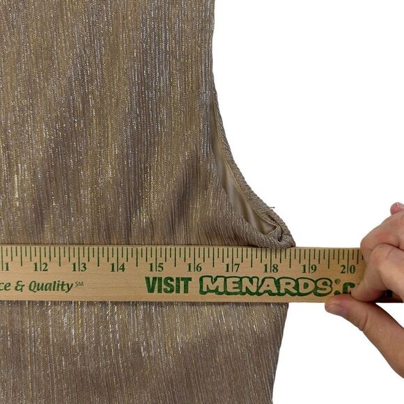 Dress Barn Champagne Metallic Gold Tiered Lined Sleeveless Dress 12 flapper - Picture 15 of 16